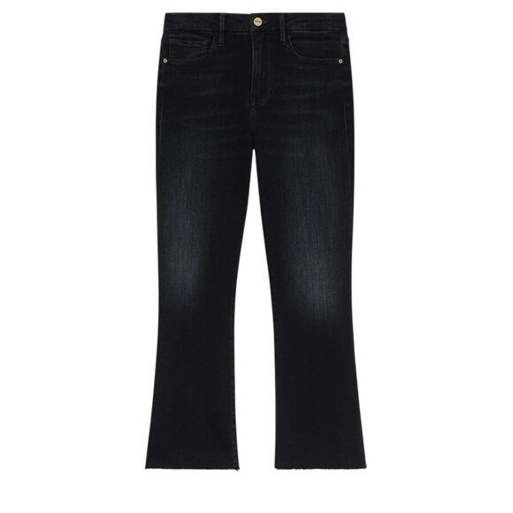 FRAME Le Crop Slim Bootcut Jeans Womens Size 29 Black Raw Edge Denim Mid Rise - Picture 3 of 16